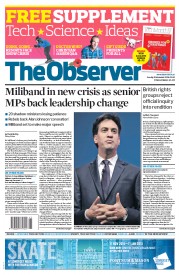 The Observer (UK) Newspaper Front Page for 9 November 2014