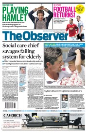 The Observer (UK) Newspaper Front Page for 9 August 2015