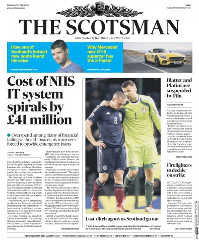 The Scotsman Newspaper Front Page (UK) for 10 October 2015