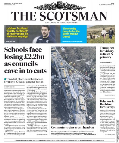 The Scotsman Newspaper Front Page (UK) for 10 February 2016