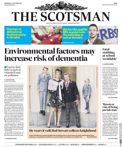 The Scotsman Newspaper Front Page (UK) for 12 October 2016