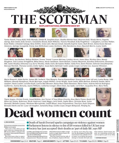 The Scotsman Newspaper Front Page (UK) for 12 March 2021