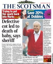 The Scotsman Newspaper Front Page (UK) for 12 April 2013