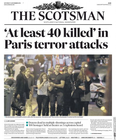 The Scotsman Newspaper Front Page (UK) for 14 November 2015