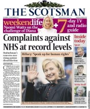 The Scotsman (UK) Newspaper Front Page for 14 September 2013