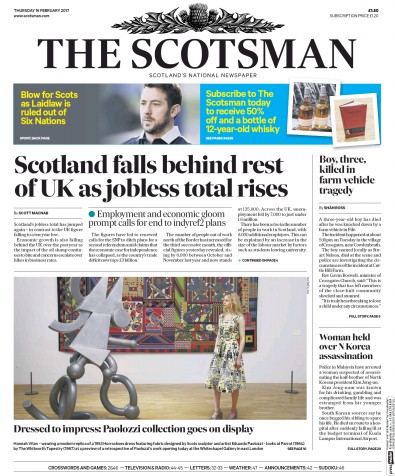 The Scotsman Newspaper Front Page (UK) for 16 February 2017