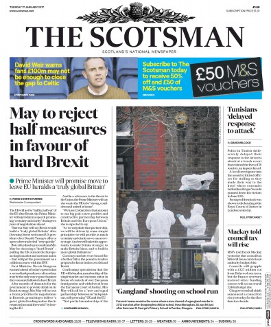 The Scotsman Newspaper Front Page (UK) for 17 January 2017