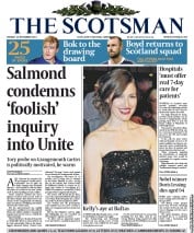 The Scotsman Newspaper Front Page (UK) for 18 November 2013