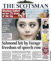 The Scotsman Newspaper Front Page (UK) for 18 May 2013