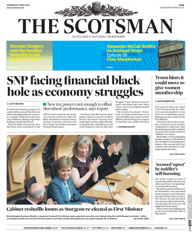 The Scotsman Newspaper Front Page (UK) for 18 May 2016
