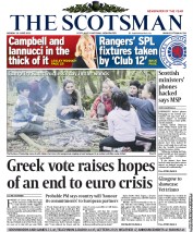 The Scotsman (UK) Newspaper Front Page for 18 June 2012