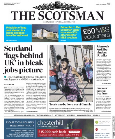 The Scotsman Newspaper Front Page (UK) for 19 January 2017