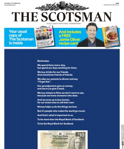 The Scotsman Newspaper Front Page (UK) for 1 October 2016
