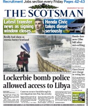 The Scotsman Newspaper Front Page (UK) for 1 February 2013
