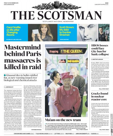 The Scotsman Newspaper Front Page (UK) for 20 November 2015