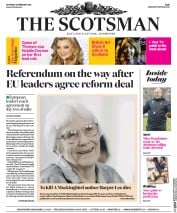 The Scotsman (UK) Newspaper Front Page for 20 February 2016