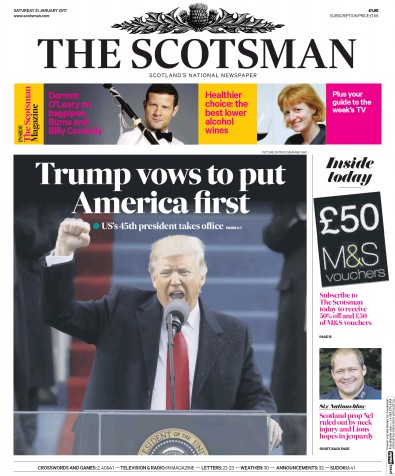 The Scotsman Newspaper Front Page (UK) for 21 January 2017