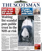 The Scotsman Newspaper Front Page (UK) for 21 February 2013