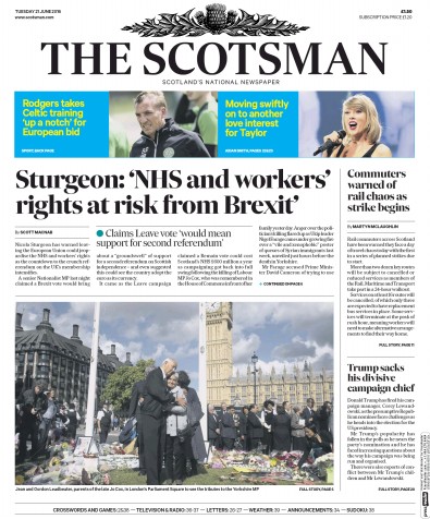 The Scotsman Newspaper Front Page (UK) for 21 June 2016