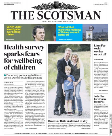 The Scotsman Newspaper Front Page (UK) for 21 September 2016