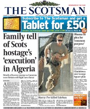 The Scotsman (UK) Newspaper Front Page for 22 January 2013
