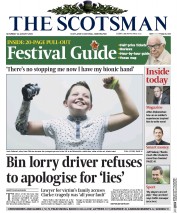 The Scotsman (UK) Newspaper Front Page for 22 August 2015
