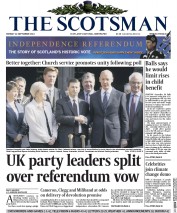 The Scotsman (UK) Newspaper Front Page for 22 September 2014
