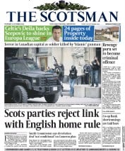 The Scotsman (UK) Newspaper Front Page for 23 October 2014