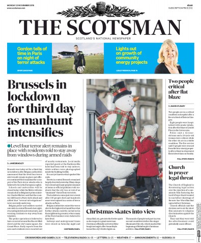The Scotsman Newspaper Front Page (UK) for 23 November 2015