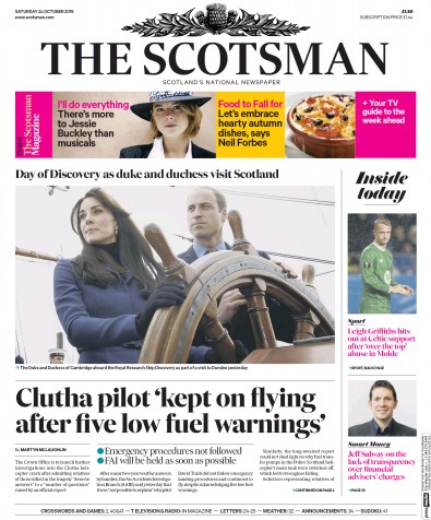 The Scotsman Newspaper Front Page (UK) for 24 October 2015