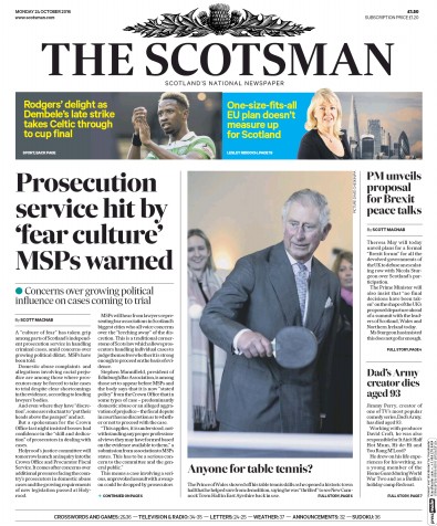 The Scotsman Newspaper Front Page (UK) for 24 October 2016