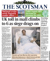 The Scotsman Newspaper Front Page (UK) for 24 September 2013
