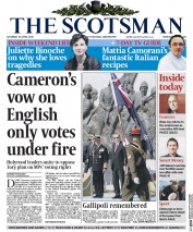 The Scotsman Newspaper Front Page (UK) for 25 April 2015