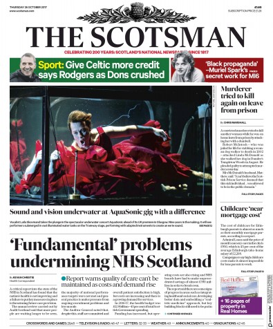 The Scotsman Newspaper Front Page (UK) for 26 October 2017