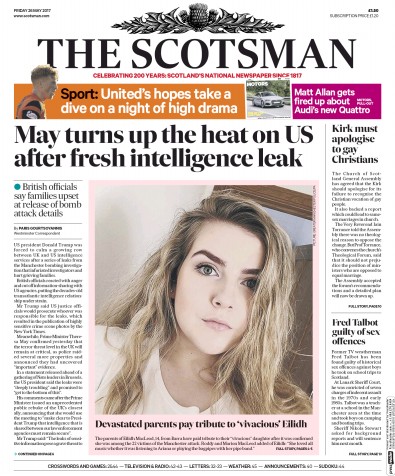 The Scotsman Newspaper Front Page (UK) for 26 May 2017