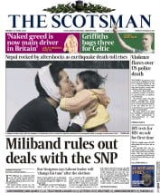 The Scotsman (UK) Newspaper Front Page for 27 April 2015