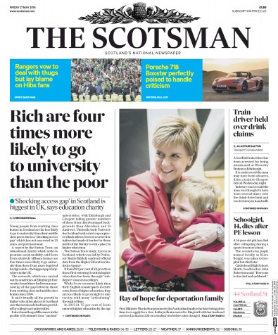 The Scotsman Newspaper Front Page (UK) for 27 May 2016