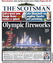 The Scotsman (UK) Newspaper Front Page for 27 July 2012