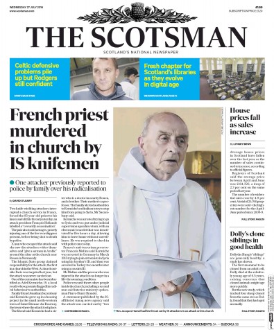 The Scotsman Newspaper Front Page (UK) for 27 July 2016