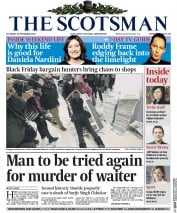 The Scotsman (UK) Newspaper Front Page for 29 November 2014