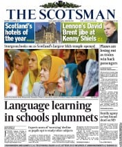 The Scotsman Newspaper Front Page (UK) for 29 April 2013