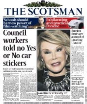 The Scotsman Newspaper Front Page (UK) for 29 August 2014