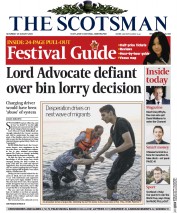 The Scotsman (UK) Newspaper Front Page for 29 August 2015