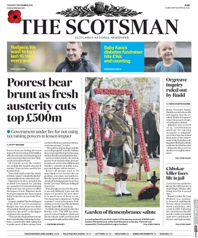 The Scotsman Newspaper Front Page (UK) for 2 November 2016