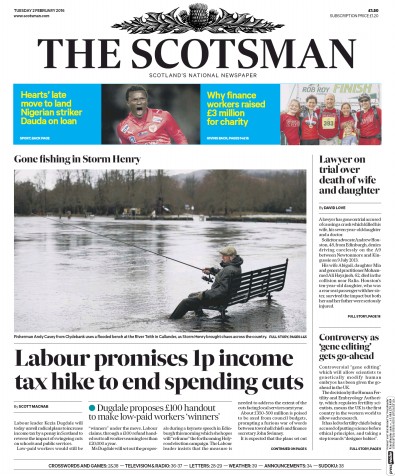 The Scotsman Newspaper Front Page (UK) for 2 February 2016