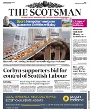 The Scotsman (UK) Newspaper Front Page for 31 August 2017