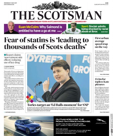 The Scotsman Newspaper Front Page (UK) for 3 May 2017