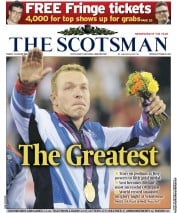 The Scotsman (UK) Newspaper Front Page for 3 August 2012