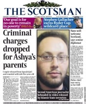 The Scotsman (UK) Newspaper Front Page for 3 September 2014