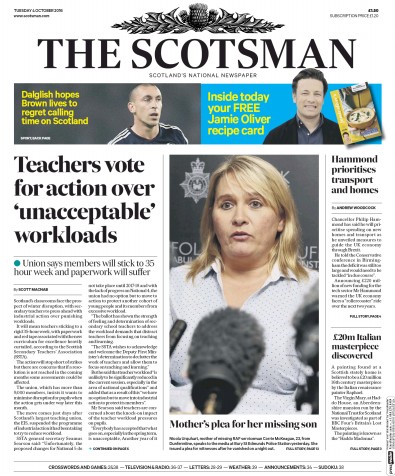 The Scotsman Newspaper Front Page (UK) for 4 October 2016